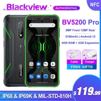 Blackview BV5200 Pro Прочный Телефон 5180 мАч 6,1 Дюймов Android 12,4 ГБ 64 ГБ Восьмиядерный Мобильный телефон 13 Мп Camare ArcSoft NFC Мобильный телефон