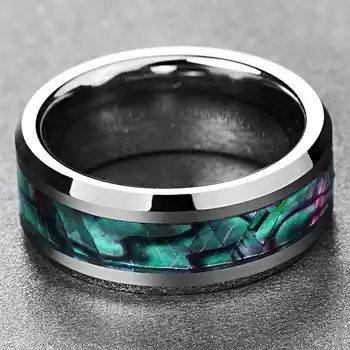 Новое ювелирное кольцо из титановой стали, обручальное, 8 мм, со скошенной раковиной, инкрустированное карбидом, морское ушко для мужчин