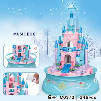 2022 Зимняя деревня Рождественский замок музыкальная шкатулка украшения для домашнего офиса строительные блоки кирпичи игрушки