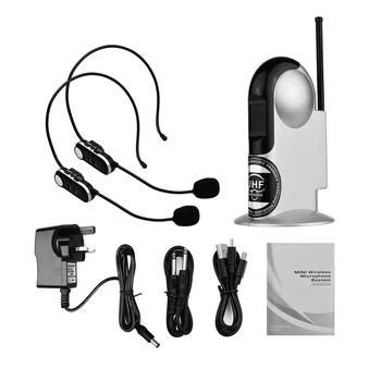 Беспроводная микрофонная Система UHF с Двумя Микрофонами для гарнитуры и Приемником с Аудиокабелем диаметром 6,35 мм для трансляции Видеоинтервью