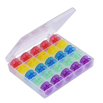 25шт Коробка для катушек Многоцветная Прозрачная Коробка для хранения Пластиковых шпулек Катушки для швейных машин Аксессуары для швейных машин